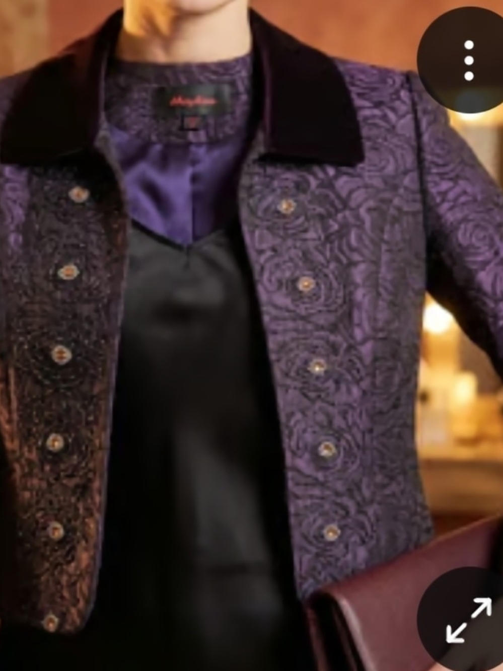 Women's Purple Embossed Blazer with Velvet Collar